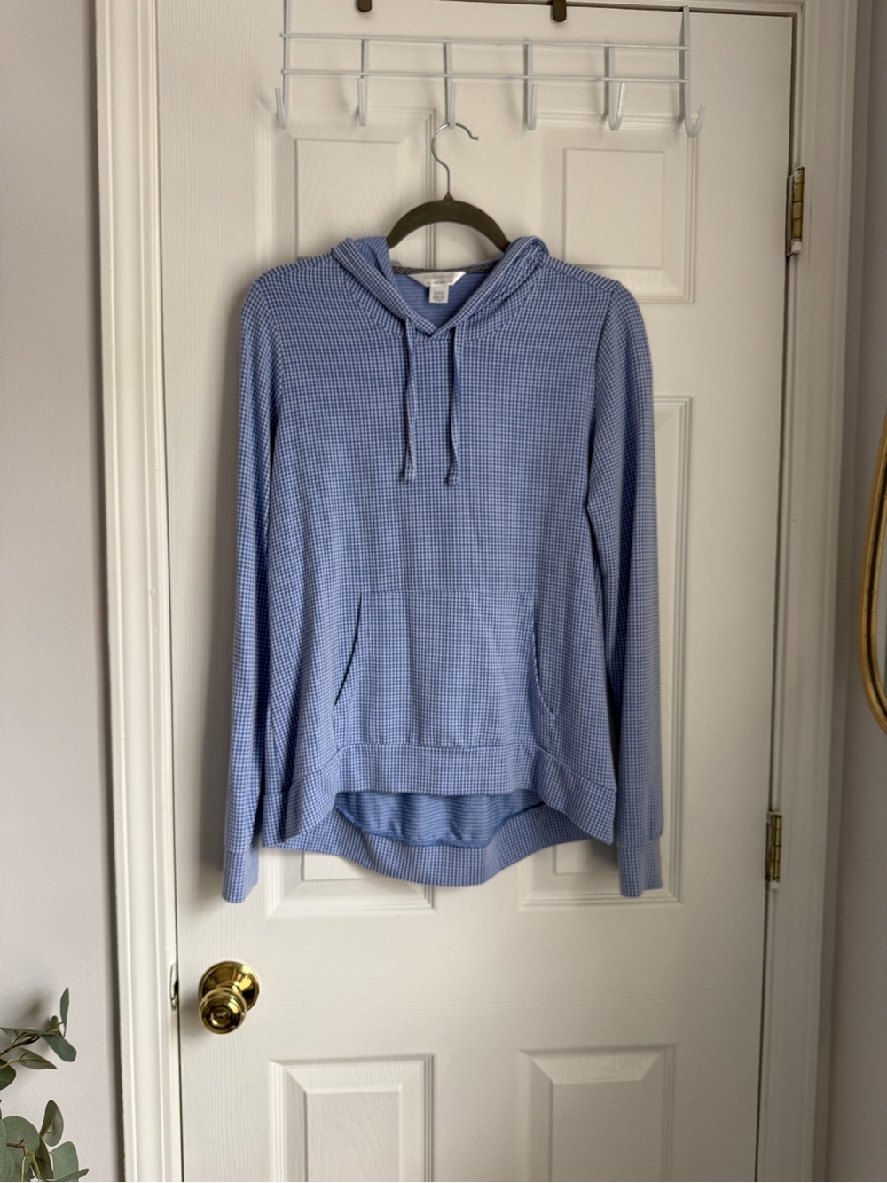 Weatherproof Vintage Light Blue Gingham Hooded Button-Up Shirt Women’s Small
